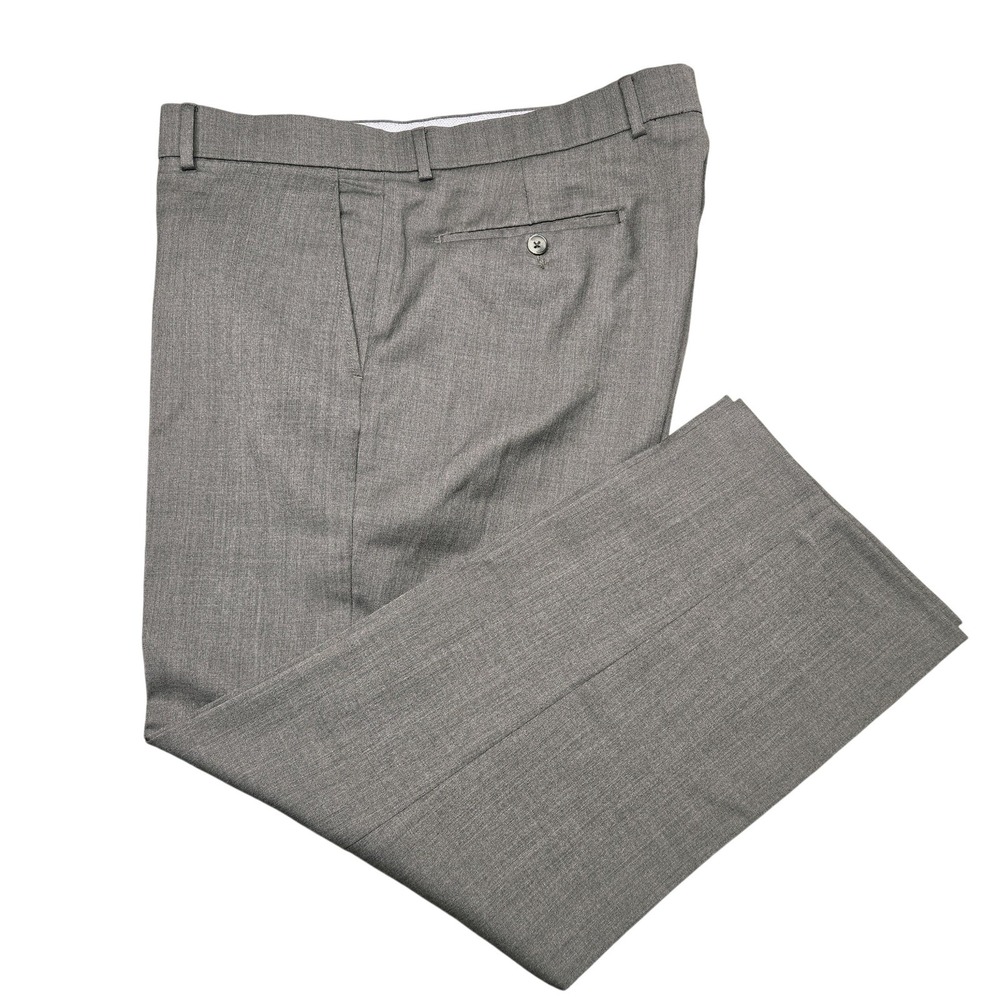 Ballin Pants Mens‎ 38x28 Gray Super 120s Wool Dress Flat Front Comfort-EZE